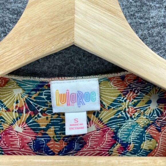 LulaRoe Blouse Women S Small Yellow Geometric 3/4 Sleeve Open Front Long Fringe - Picture 5 of 9